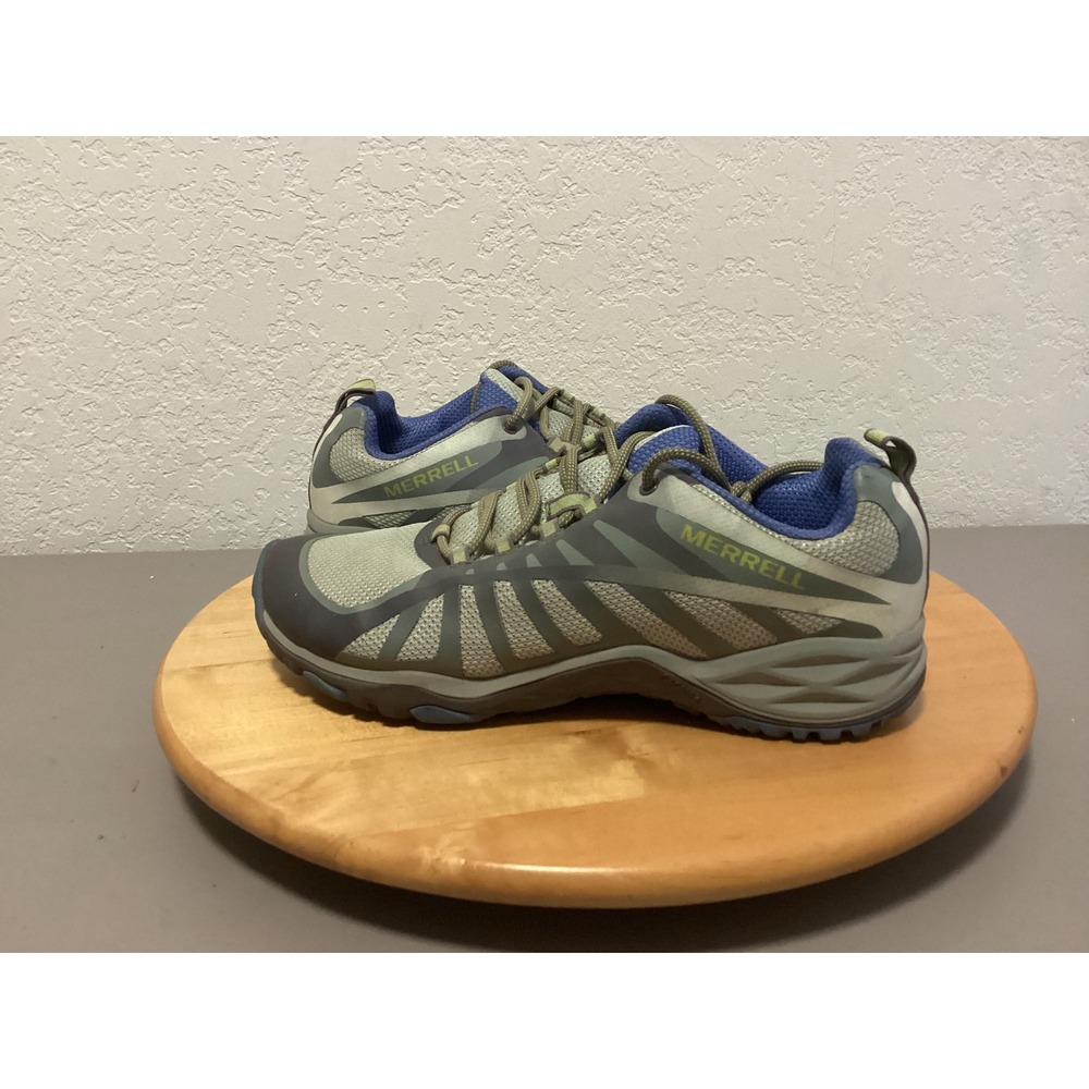 Merrell QForm 2 Womens Trail Running Hiking‎ Shoes Grey Blue Lime Green Low Top